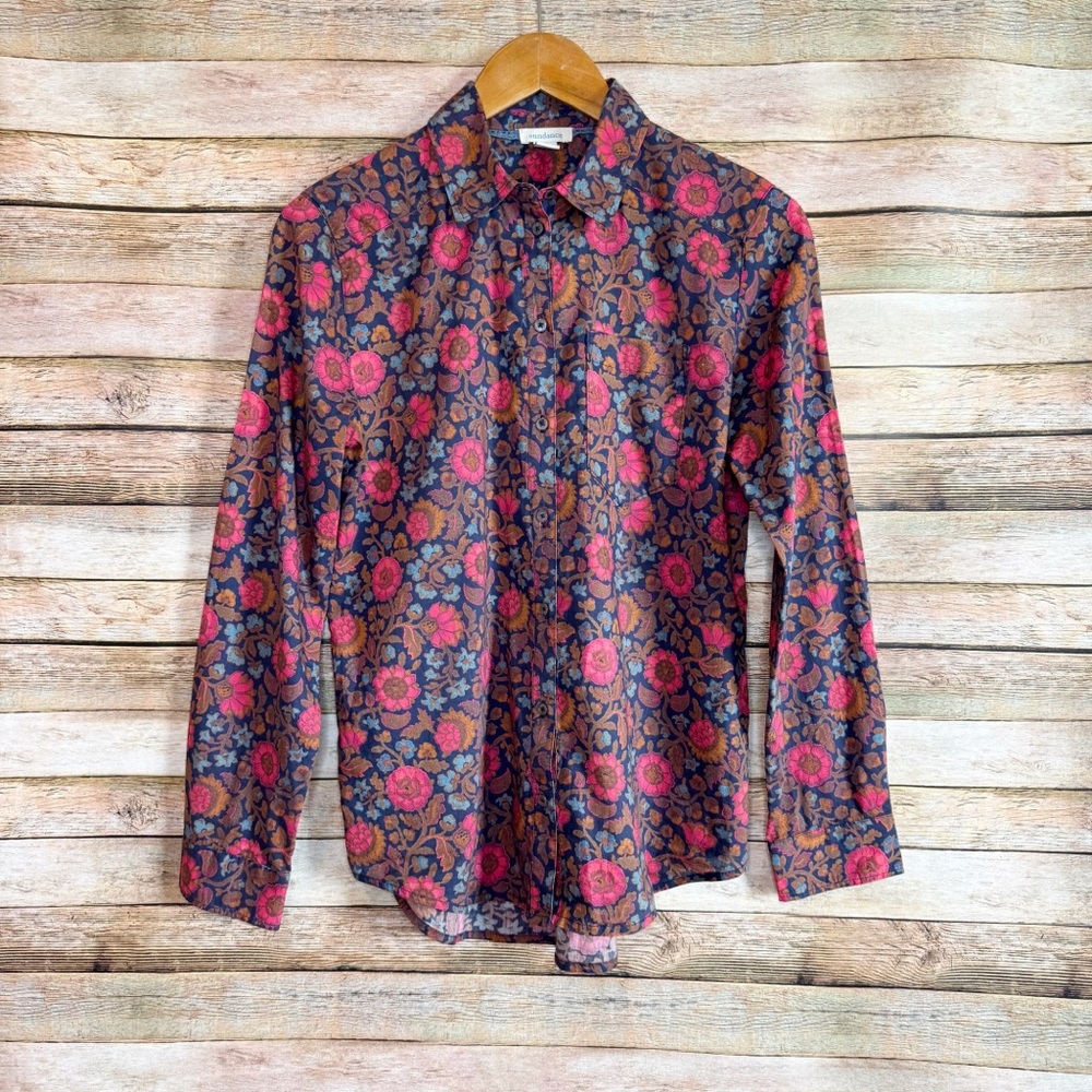 Sundance Fields of Florals Multi Color Lighweight Cotton Button Down Top Size XS